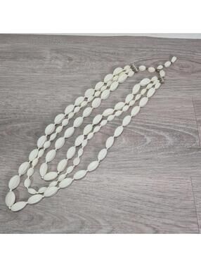 Vintage Alice Caviness Triple Strand White Beaded Necklace 28"